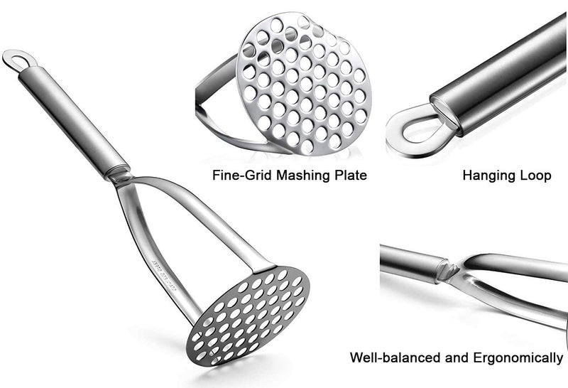TAFOND Potato Masher, Heavy Duty Potato Smasher with Durable Sturdy Grips, Potato Masher Stainless Steel for Efficiently Making Mashed Potatoes,Egg Salad, Banana Bread, Vegetables and Fruits - Image 2
